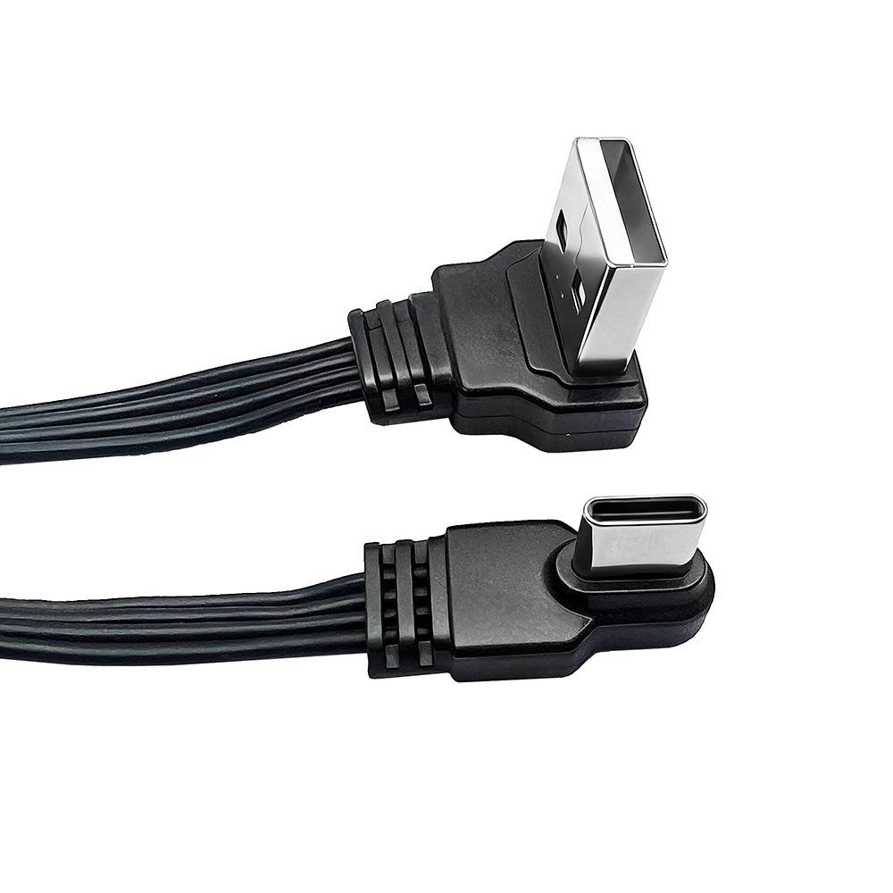 USB Type-C Multi-Directional Elbow Extension Cable, Flat Silicone Male to Female Data Adapter