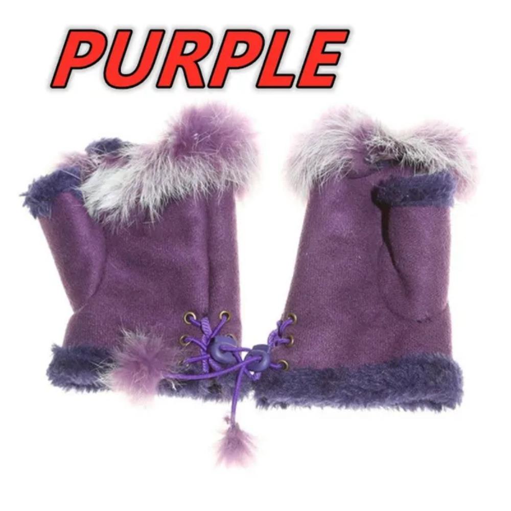 1PAIR Women Fashion Gloves Half Finger Warmer Winter and Autumn Gloves Arm Crochet Knitted Rabbit Hair Mitten Warm Rhombus Artificial Gloves