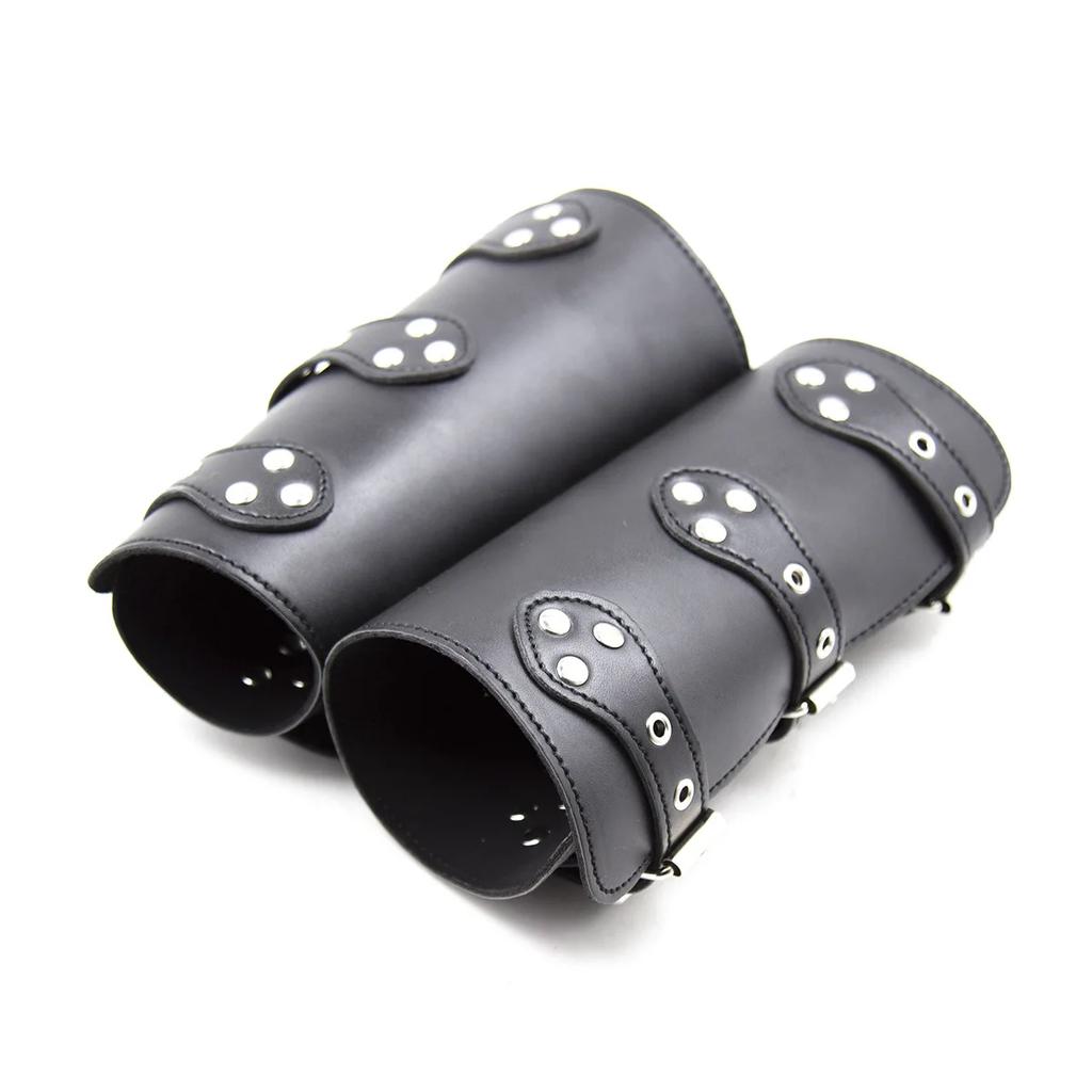 Pu Leather Arm Armor Unisex Wristband Wide Bracer Arm Protector Cuff  Slave Leg Bondage Binder Cosplay Restraint for Couple Man