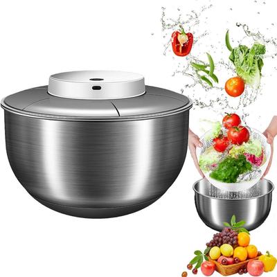 Girador elétrico automático da salada, girador recarregável da alface de 5l usb de aço inoxidável rotador da salada arruela da alface e secador do girador