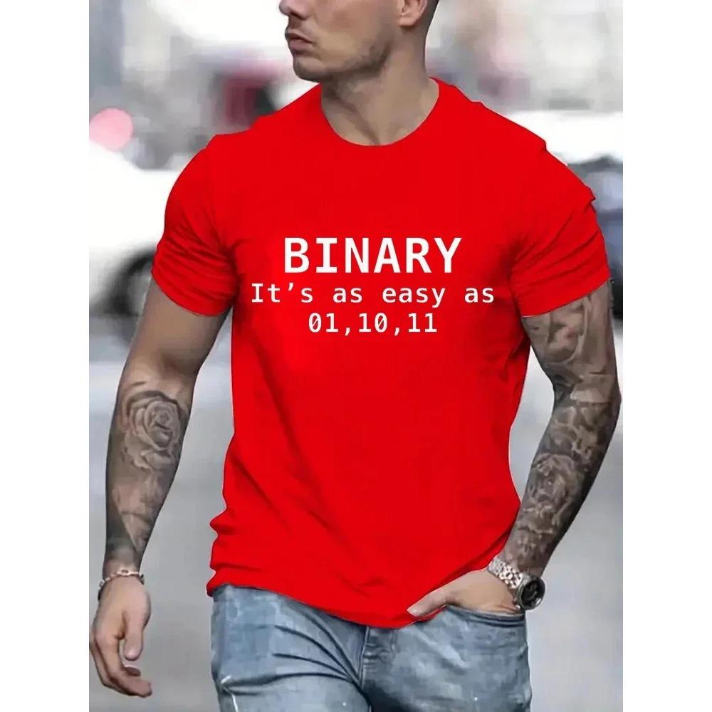 Binary It's As Easy As 01,10,11 Funny Printing Men T-Shirts Breathable Tee Clothes Summer Streetwear Tops Oversized Short Sleeve