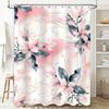 Luxury Watercolor Floral Shower Curtain Pink Black Decorative Bathroom Fabric Waterproof Liner for Bathtub or Knees High Hangers