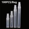 50/100/200pcs 2ML 3ML 5ML Portable Clear Plastic Perfume Bottle Atomizer Spray Bottle Mini Sample Test Tube Thin PET Vials