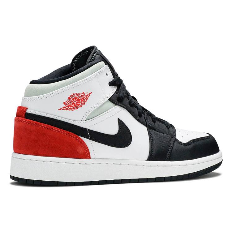 Jordan 1 Mid SE White Black Red Spruce GS BQ6931-100