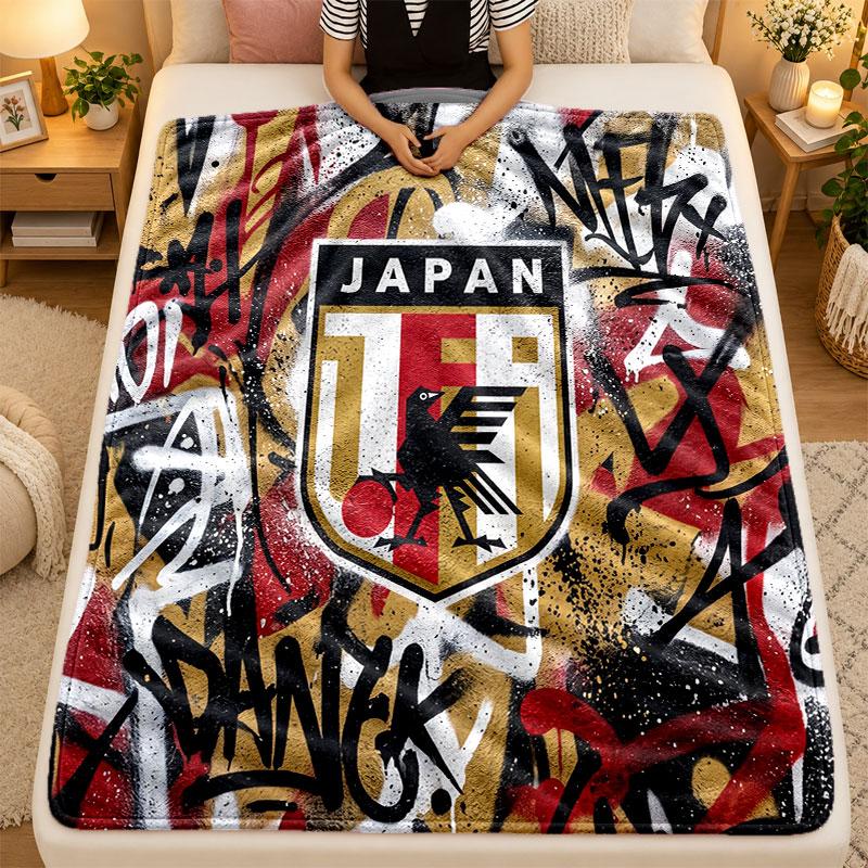 Flannel BlanketJapan Football Warm Soft Throw Blanket for Indoor Sofa Bed Living Room Use