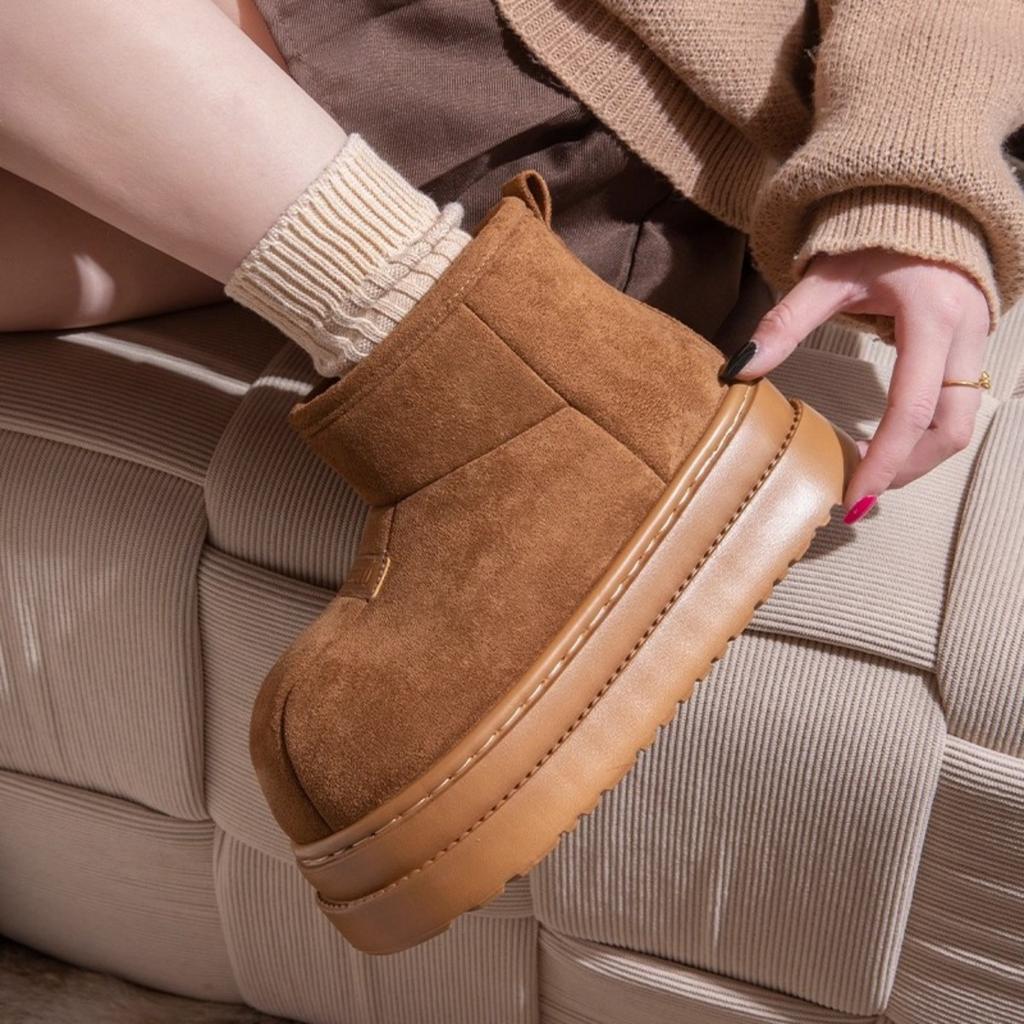 36-45 Thick Soled Warm Cotton Shoes for Women, Winter Outerwear, Anti Slip, Odor Proof, and Fleece Cotton Slippers for Women