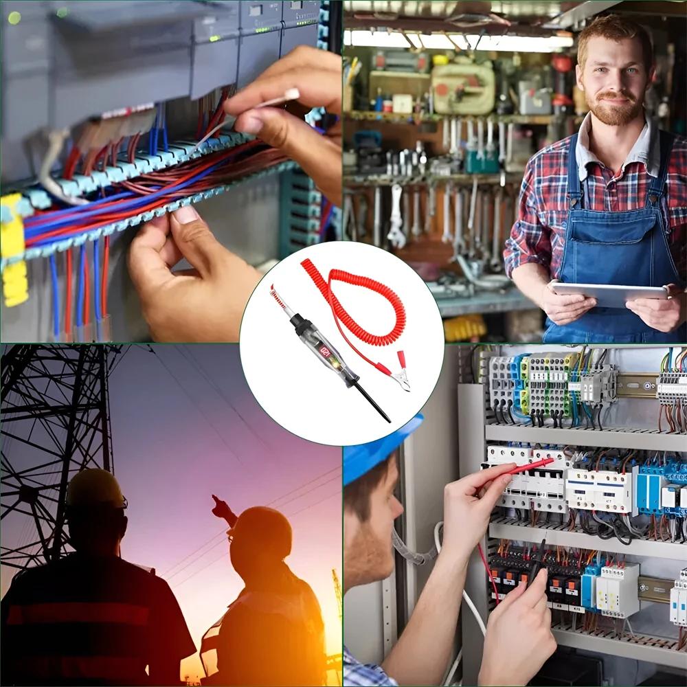 6V/12V/24V Kfz-Schaltungsteststift LED Digitale Spannungsanzeige Lange Sonde Schaltungsdetektor Fahrzeugschaltung prüfen Teleskopierbar