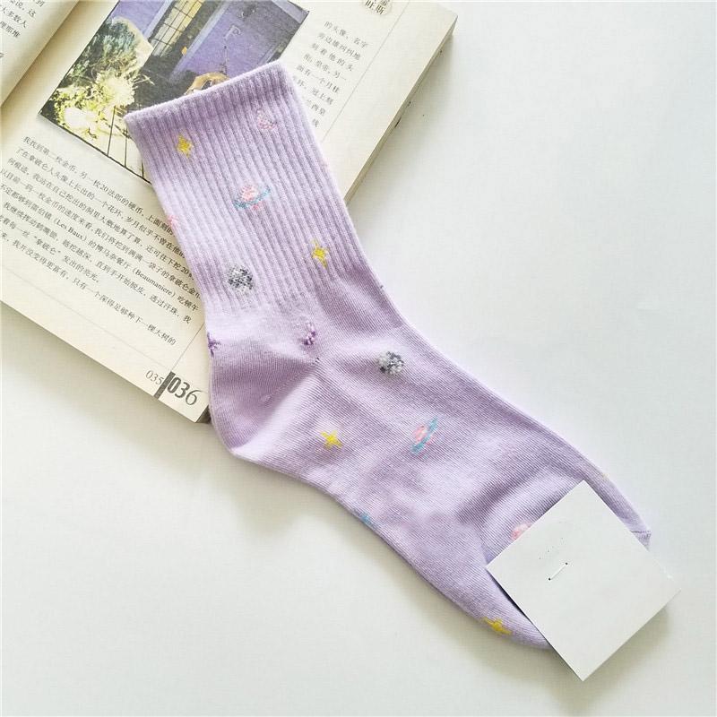 

[COSPLACOOL] Харадзюку Планета Точка Пряжа Смешные Носки Японские Креативные Носки Луна Звезды Женские Теплые Милые Носки Новинка Femme Sokken Meias