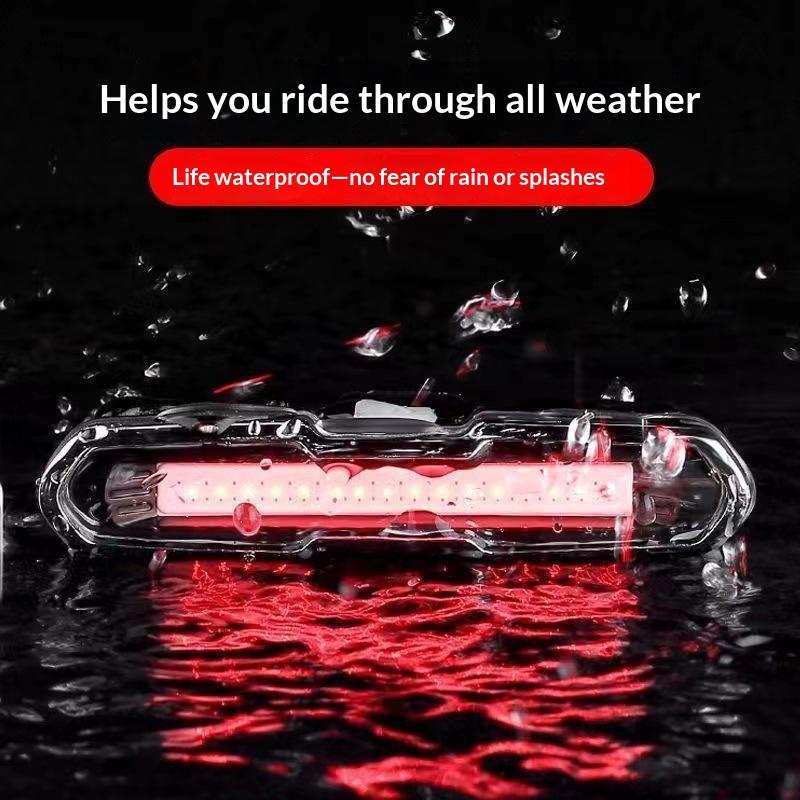 USB Rechargeable LED Bicycle Taillight IP65 Waterproof Rear Light for Mountain Bike Commuting Cycling Safety