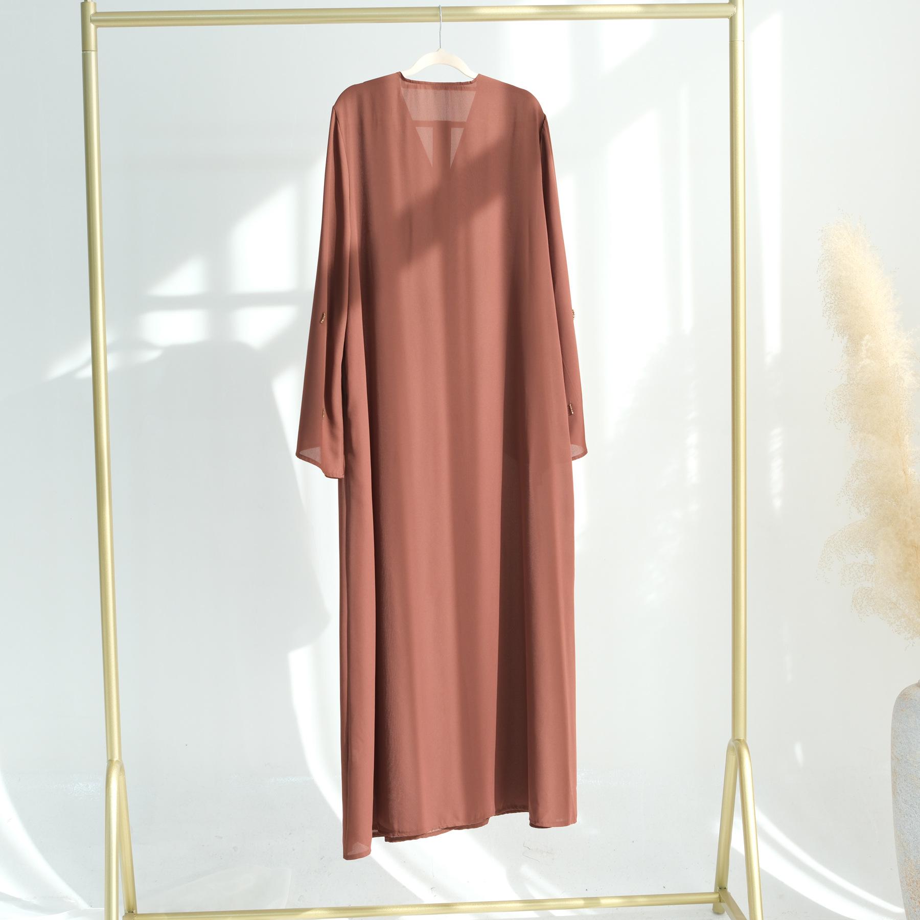 

Loriya Hand-Beaded Turkey Cardigan Robe LR959 with Buttons S кавовий