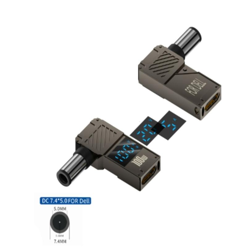 USB C auf Gleichstrom 100W PD Typ C Buchse auf Stecker Verbinder Mit Digitalanzeige für Monitore Spannungen Strom Leistung