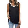 Womens Tank Tops Summer Loose Fit Color Block Casual Sleeveless Tshirts Blouse
