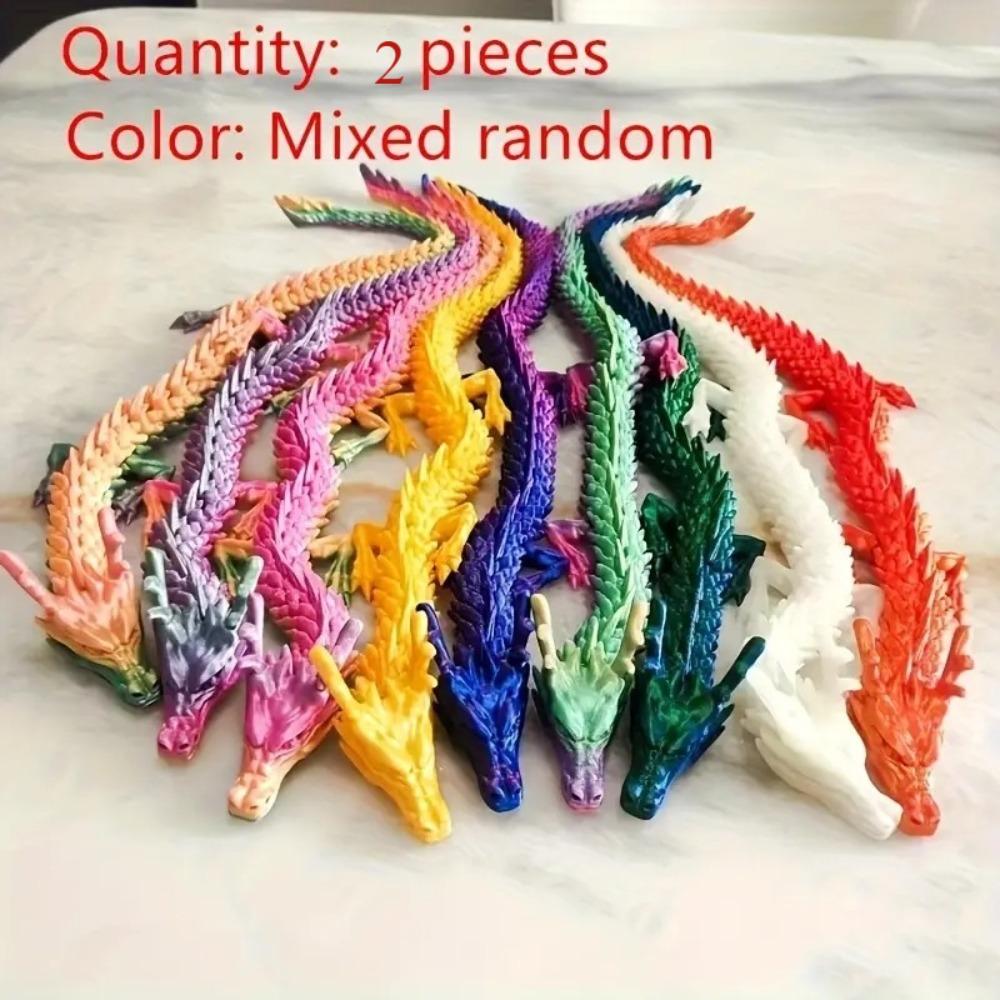 3D Printing Dragon Toy Chinese Dragon Joint Rotated Colorful Handicrafts Desktop Ornaments For Children'S Decoration Gift Toys