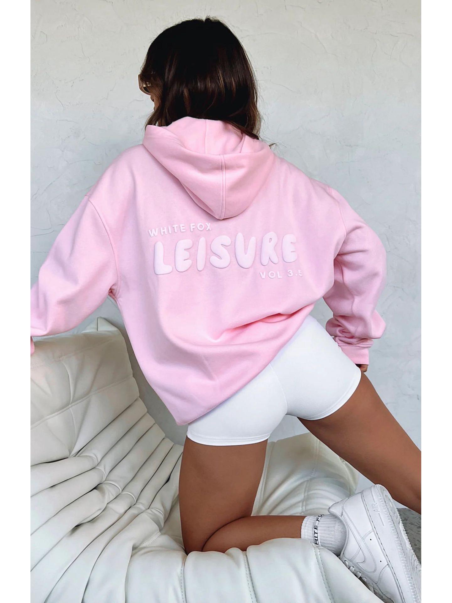 

Женская мода больших размеров, повседневное спортивное худи с длинным рукавом для осени и зимы M розовый