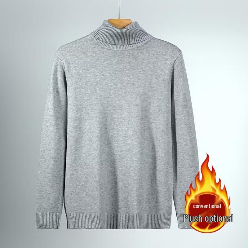 Men s Slim Fit High Collar Knit Sweater - Velvet Lined, Solid Color, Long Sleeve, Teen Style 3XL