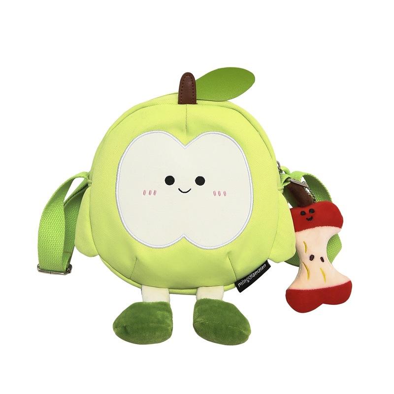 

Fresh and Cute Apple-shaped Ladies Single-shoulder Bag or Double-shoulder Bag Small with pendant зелений
