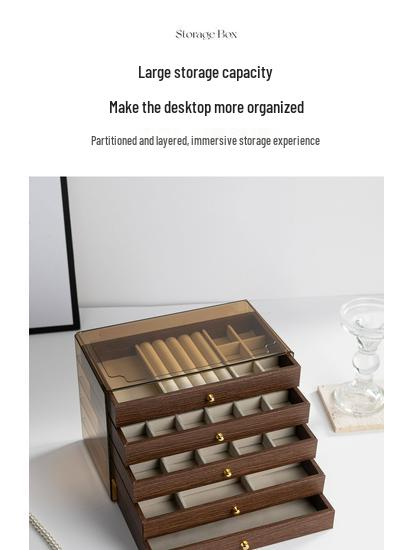 Retro Walnut Wood Jewelry Box: Organizer for Earrings, Rings, Bracelets, and Necklaces