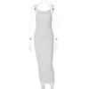 Vestito lungo da donna sexy, arricciato, senza maniche, aderente, tinta unita, estivo, da festa, con spacco sul retro, da clubwear, vestido, abiti da donna
