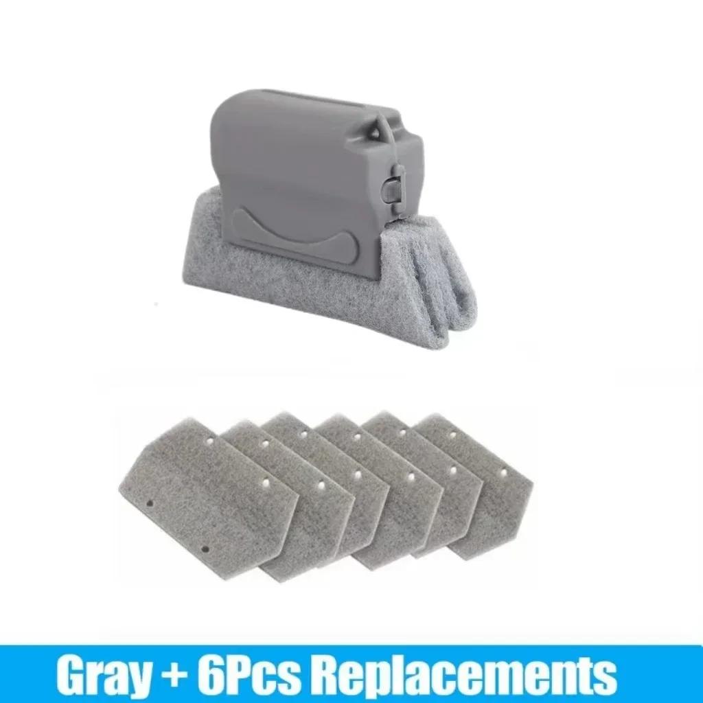 

Инструмент для чистки пазов 2 в 1 Щетка для чистки пазов оконной рамы и двери Инструменты для чистки направляющих раздвижных дверей Ручной очиститель щелей серый