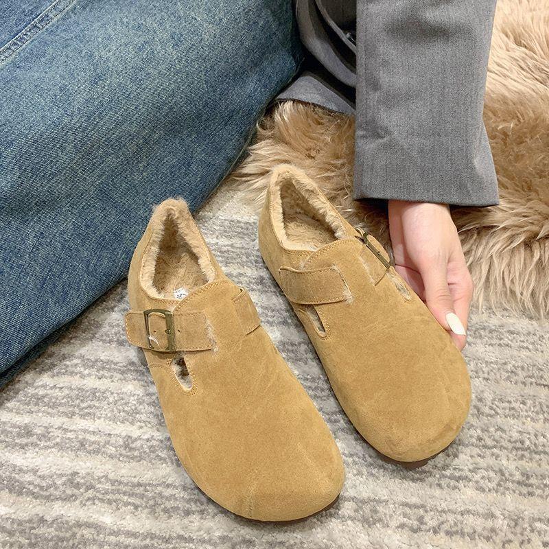 Birken Shoes, Women's Fleece Warm Bean Shoes, New Woolen Shoes, Retro One-foot Cotton Shoes