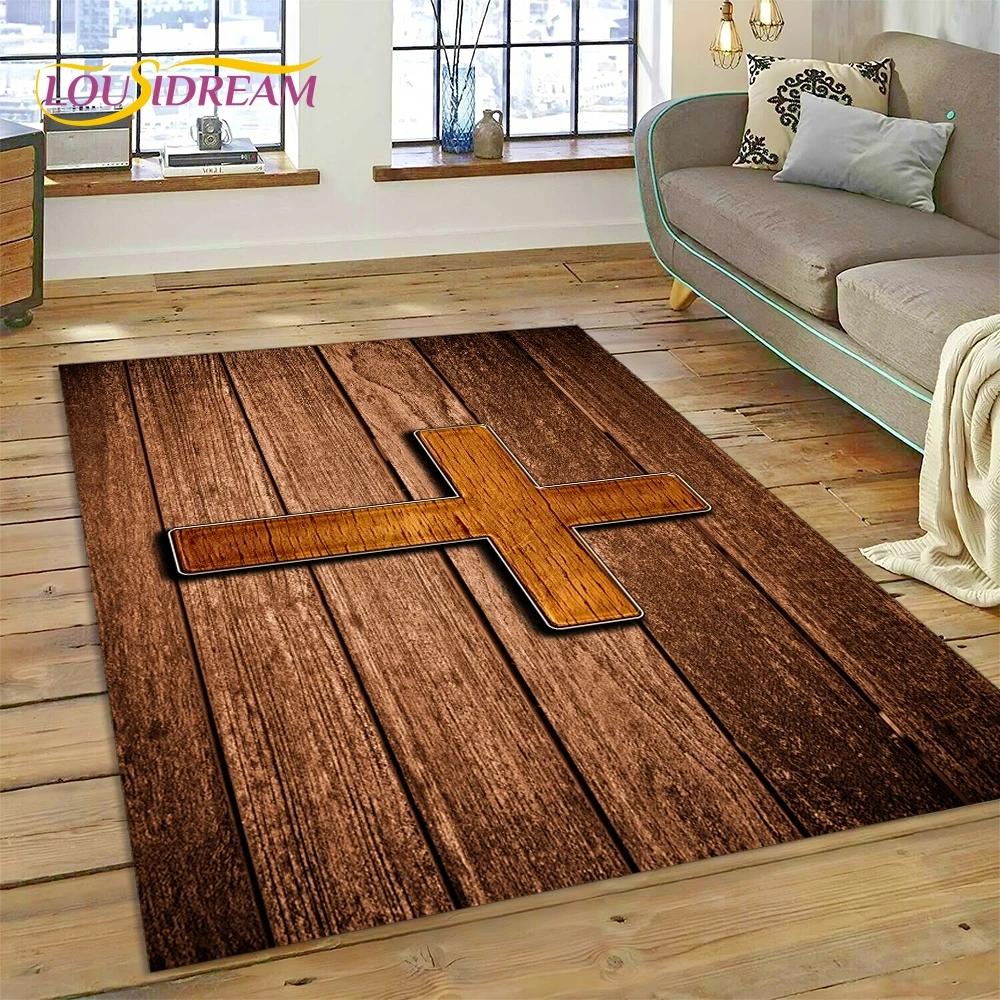 New 3D Pray Holy Bible Cross Jesus Carpet for Living Room Bedroom Home Decor,Floor Mat Non-slip Decoration for Sofa Doormat Gift