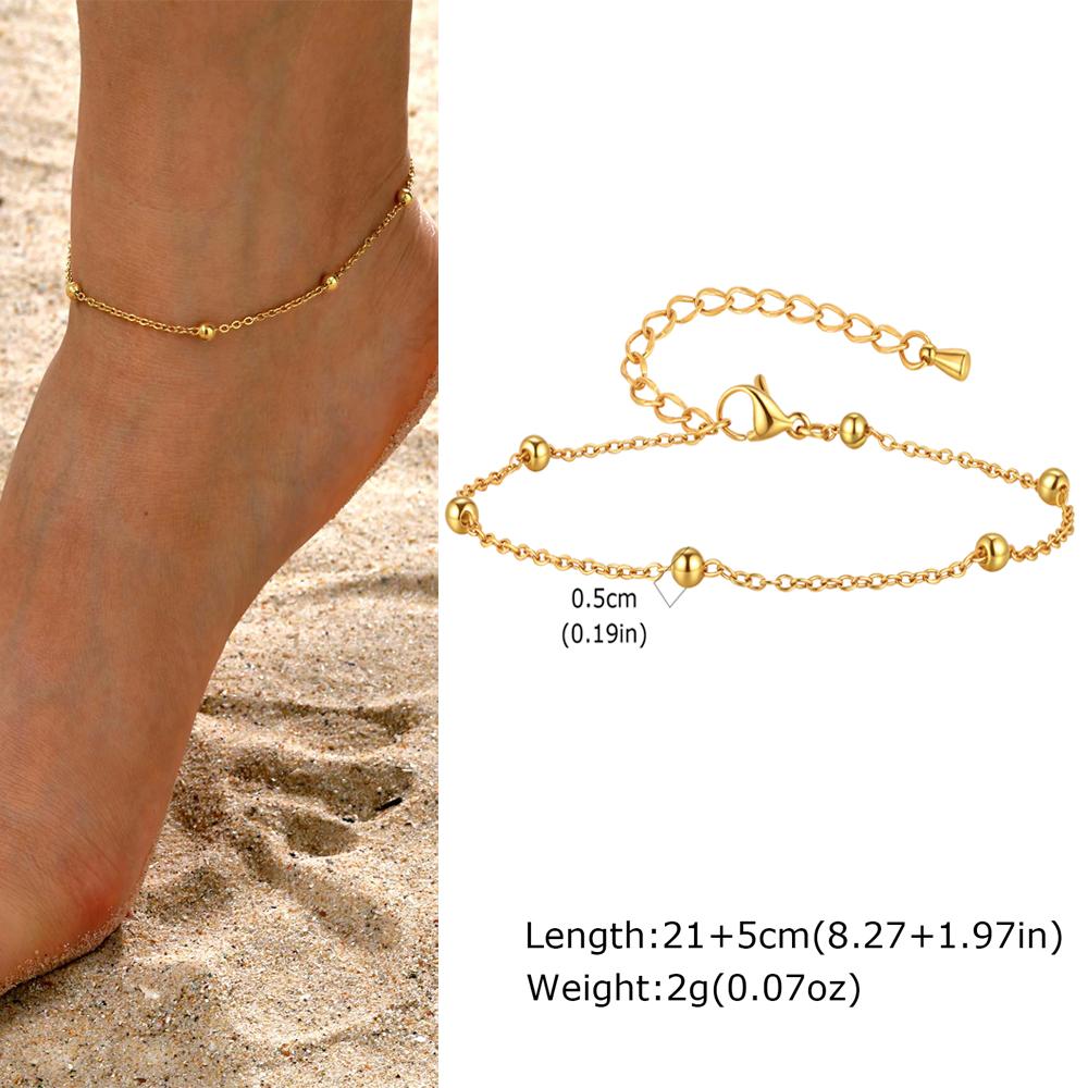 Gold Plated Heart Anklet for Women Stainless Steel Delicate Foot Jewelry Light Luxury Party Gifts for Girl