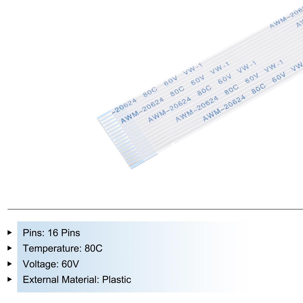 uxcell Flat Cable Extension Wire Flexible 250mm 1mm Pitch 16pin FPC FFC Connecting Ribbon