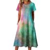Ladies' Printed Casual and Fashionable Short Sleeved Round Neck Dress