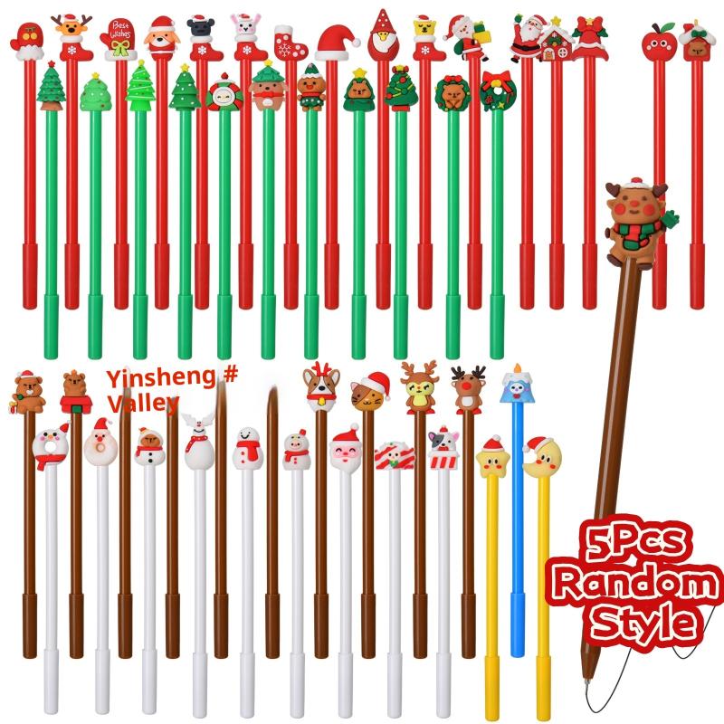 

5-30 шт. Смешанные рождественские гелевые ручки Мультяшный Санта-Клаус Снеговик Черные чернила Пишущая ручка Студенческие канцелярские принадлежности Детский новогодний подарок