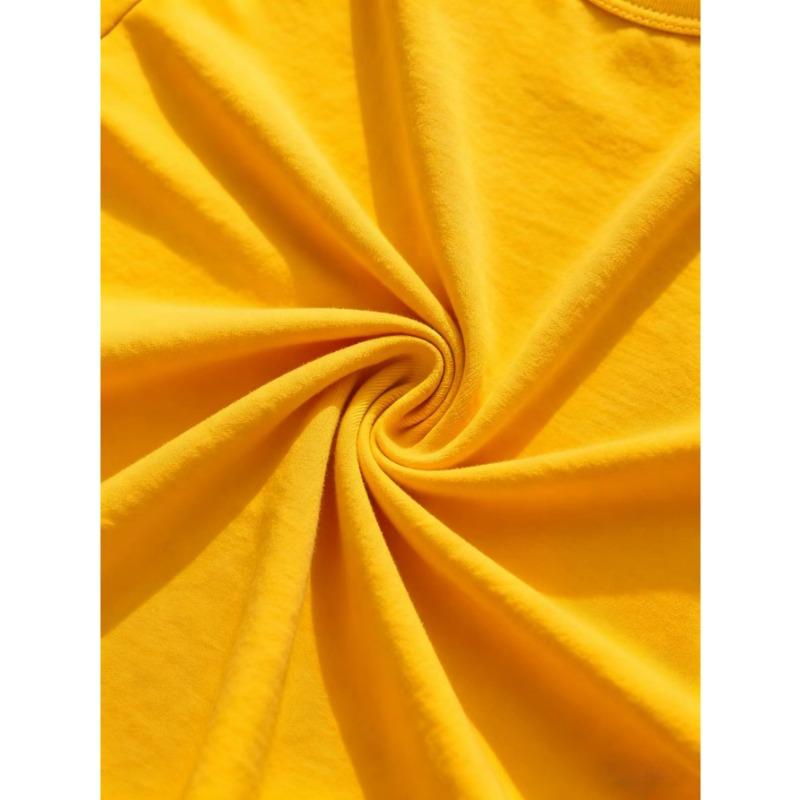 European Size Childrens Crew-neck Short-sleeved T-shirt with Black Cat Eating Sushi Pattern Print