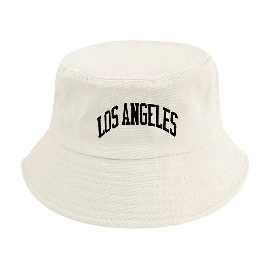 LOS ANGELES Fischerhüte mit Buchstabenaufdruck für Damen und Herren, bequeme und strapazierfähige Baumwollmützen in Schwarz/Weiß/Beige