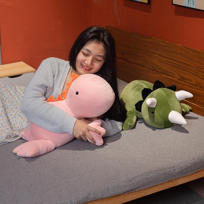 Cute Dinosaur Weighted Plush Toy Cartoon Game Character Pink Green Dinosaur Soft Stuffed Pillow For Kid Christmas Birthday Gift