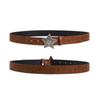 Western Cowboy Faux Leather Belts Star Pattern Buckle Waist Belt Vintage Engraved Embossed Waistband for Women Jeans