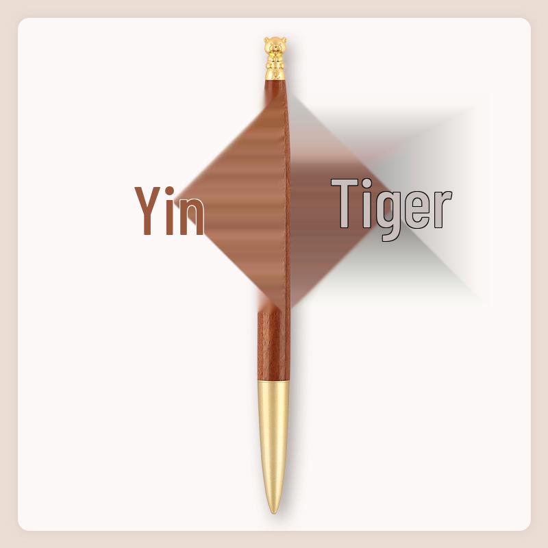 Brass Zodiac Sign Calligraphy Pen - Sandalwood Engraving 
