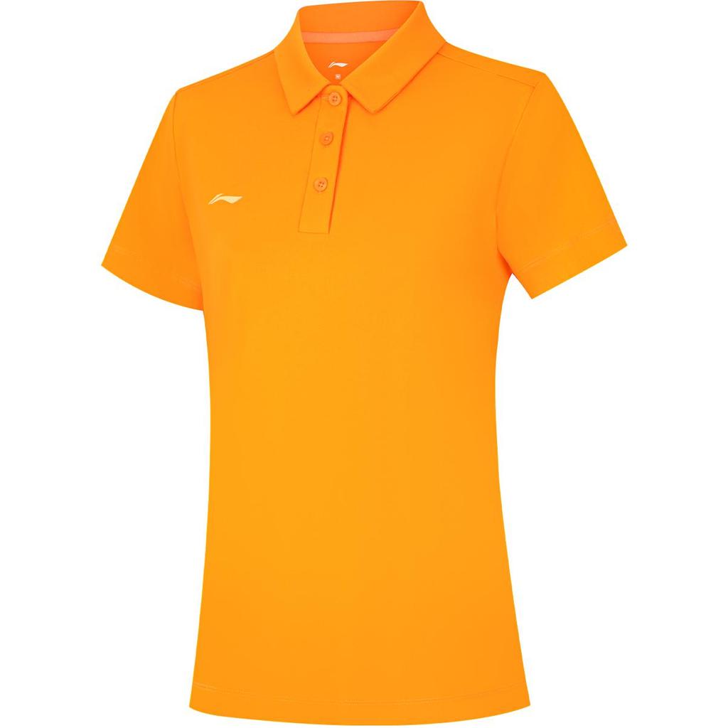 Li Ning Group Purchase Series Solid Color Comfortable Breathable Versatile Casual Sports Polo Shirt Women tops Golden-Orange APLU190-13