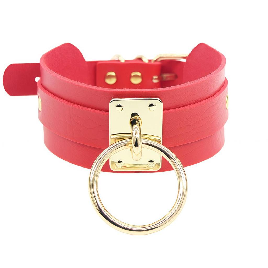 Harajuku Punk PU Leather O-Ring Choker Collar Necklace