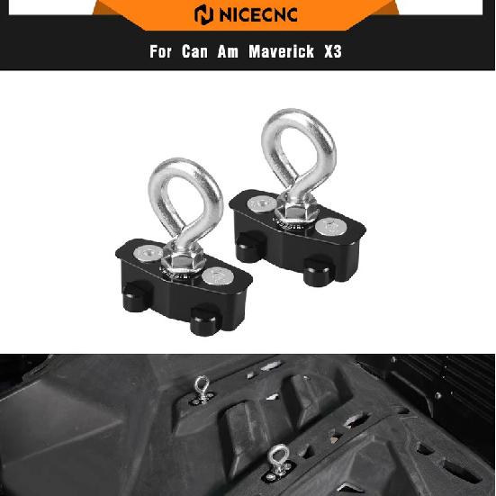 NICECNC UTV Maverick X3 2PCS Lock Tie Down Anchors For Can Am Maverick x3 4x4 Turbo DPS XMR 2018-2021 R RR Aluminum Alloy LinQ