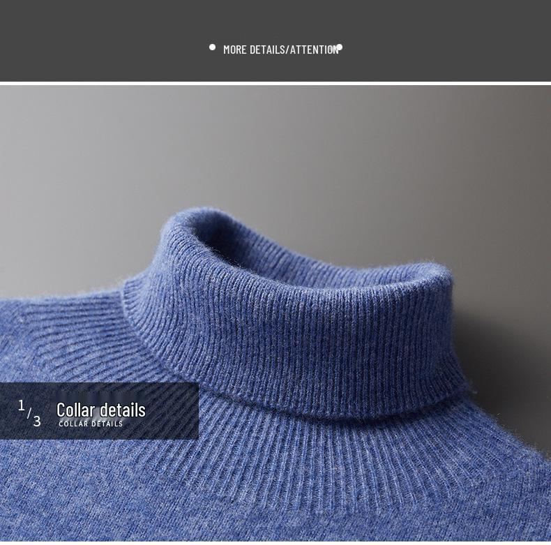 Men's High-Neck Cashmere Pullover Sweater, Autumn/Winter 2025, Loose Knitwear.