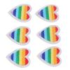 6 Pcs Rainbow Heart Patches DIY Rainbow Heart Shape Patches Decoration for Sewing Embroidery Clothing Repair