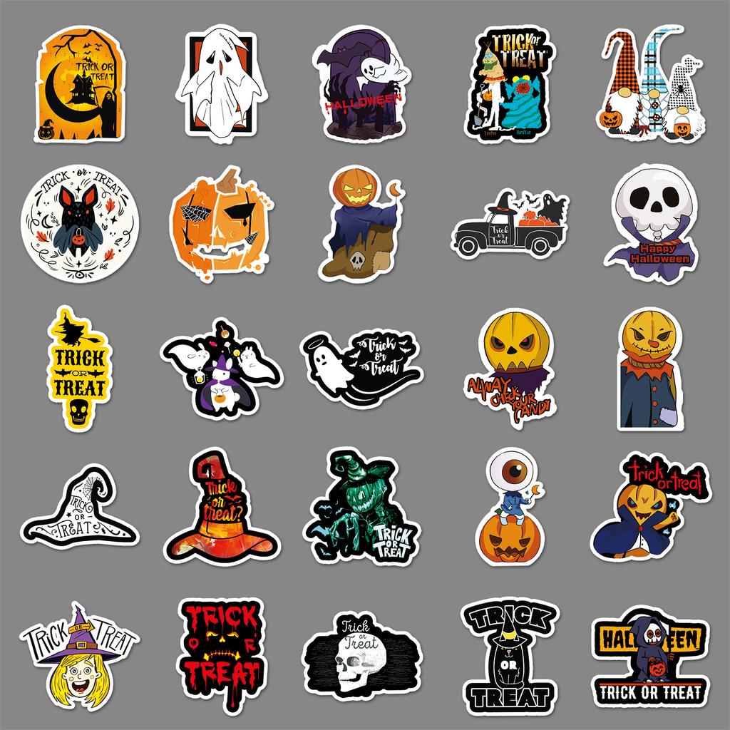 50 Halloween Cartoon Pumpkin Doodle Laptop Suitcase Car Scooter Decoration Stickers