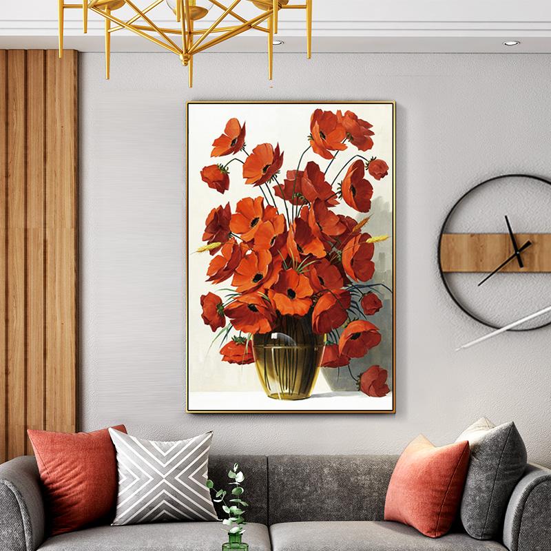 Abastract Flowers Oil Painting Canvas Posters and Prints Red Yellow White Pictures for Living Room Home Decor Wall Art Cuadros