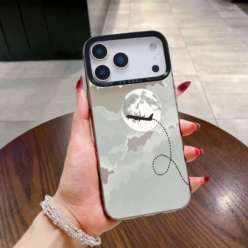 Moon Plane Pattern Trendy Hard Phone Case For Apple Iphone Series