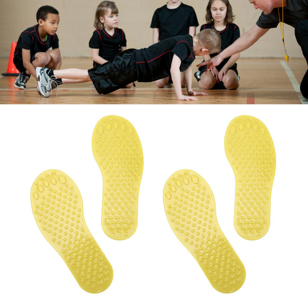 2Pair Foot Shaped Floor Markers PVC Non Slip Educational Footprint Markers for Preschool Classroom Kindergarten Yellow