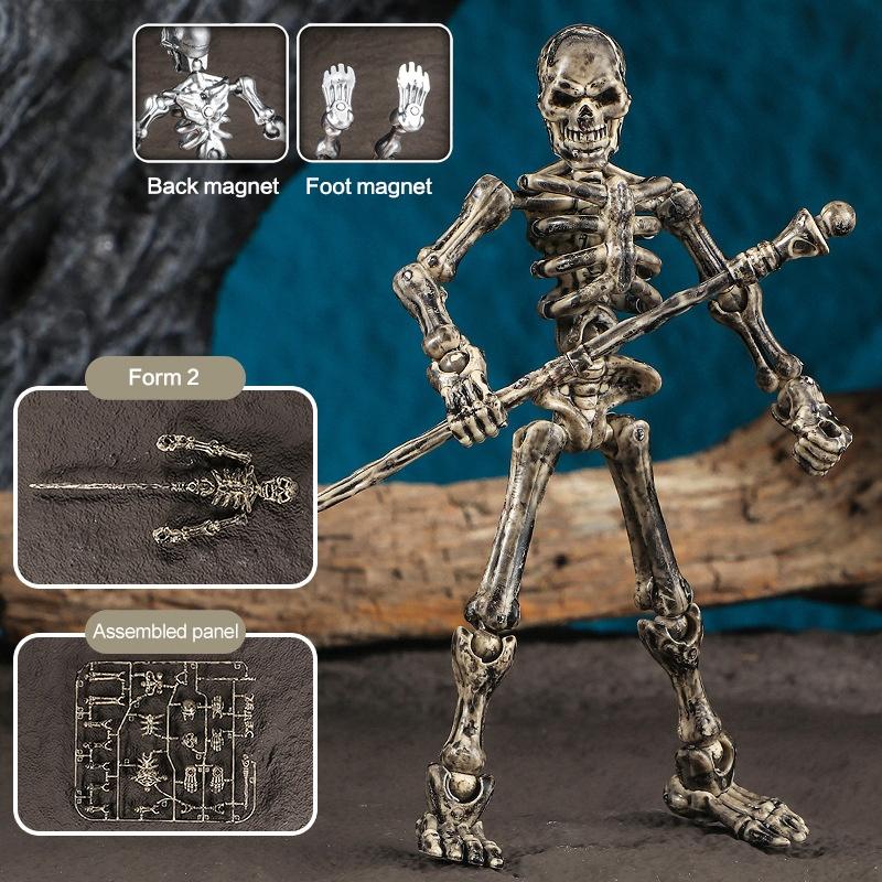 1 Set Multi-Articulable Skull And Bone Puppet Decoration Magnetic 3D Skull Model Assembly Toy Action Figures Anime Game