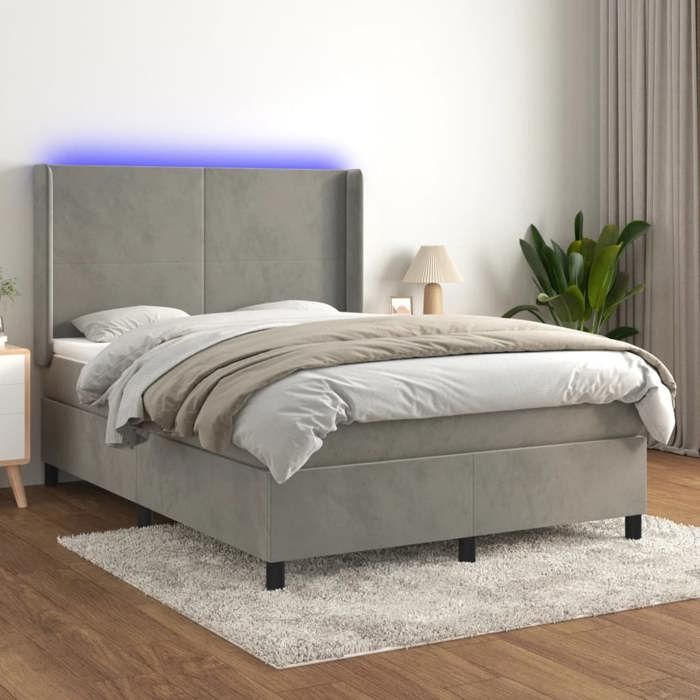 VidaXL Sommier à Lattes de Lit avec Matelas et LED, Lit Rembourré, Lit Double, Lit Adulte de Chambre à Coucher Intérieur, 3139445