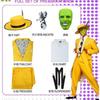 Film Masca Costum Cosplay Jim Carrey Cosplay Uniformă Galbenă Bărbați Costum de Petrecere Pălărie Halloween Joker Paliaș Clown Costum