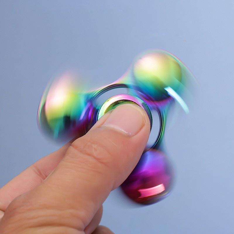 Colorful Metal Rainbow Fidget Spinner - Edc Hand Spinner Anti-Anxiety Toy Relieves Stress For Children Adults Finger Spinner