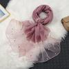 Fashion Luxury Silk Scarf For Women Shawls With Beads Long Scarf For Women Female Foluard Stoles Bandana Head Wraps Headscarf