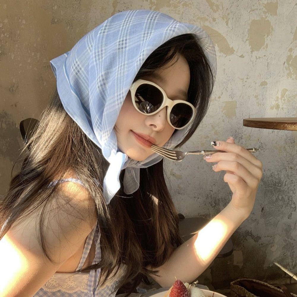 Lattice Fresh Floral Headband Silk Women Hair Band Elegant Summer Triangle Headscarf  Travel