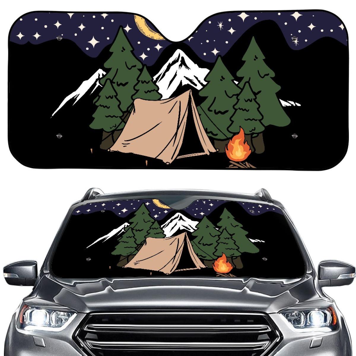 

Car Sunshade with Outdoor Camping Design - Customizable Front Windshield Cover One Size